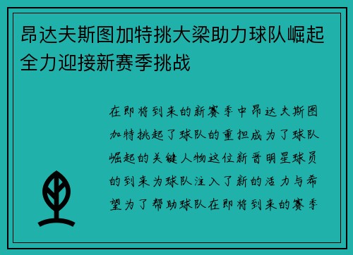 昂达夫斯图加特挑大梁助力球队崛起全力迎接新赛季挑战
